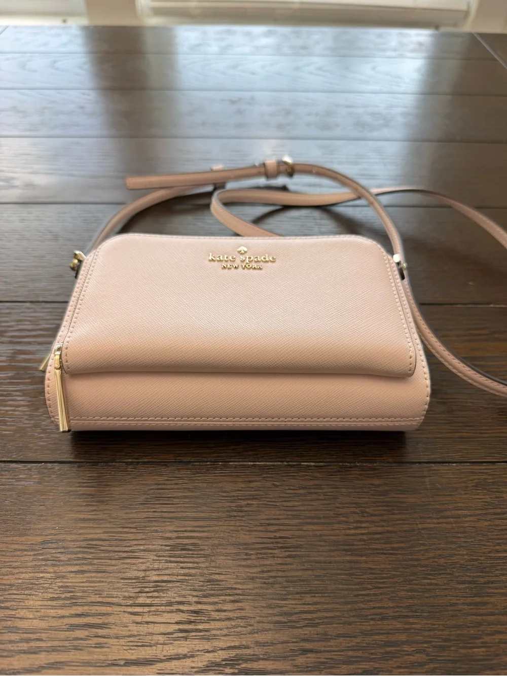 Kate Spade Light Pink Staci Dual Zip-Around Mini Saffiano Leather Crossbody Bag